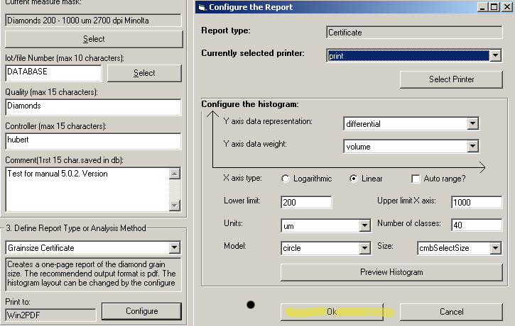 Configure the analysis output